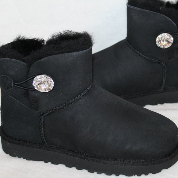 UGG Shoes - UGG BAILEY CRYSTAL MINI SUEDE SHEARLING BOOTS